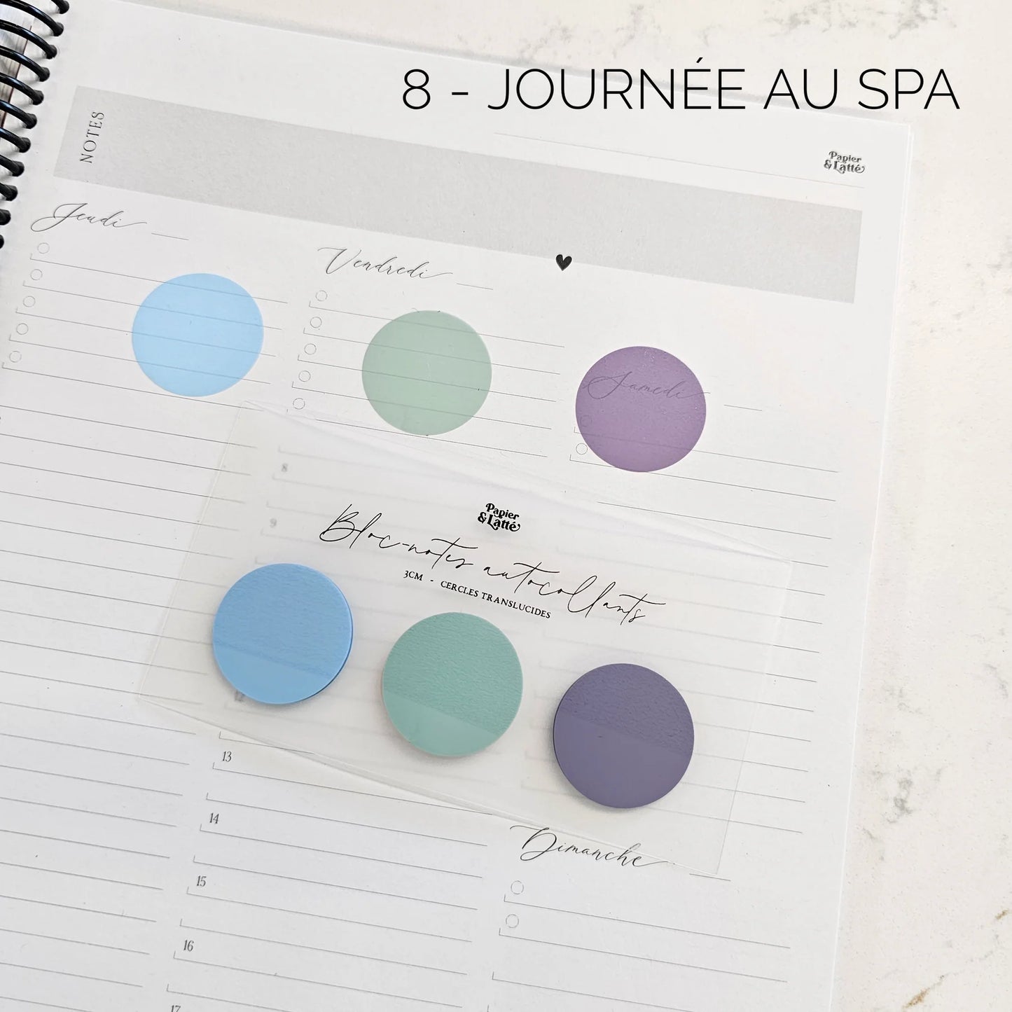 Bloc-notes autocollants translucides - Cercles 3cm