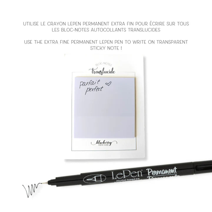 Bloc notes autocollant translucide Cercle - Duo lavande