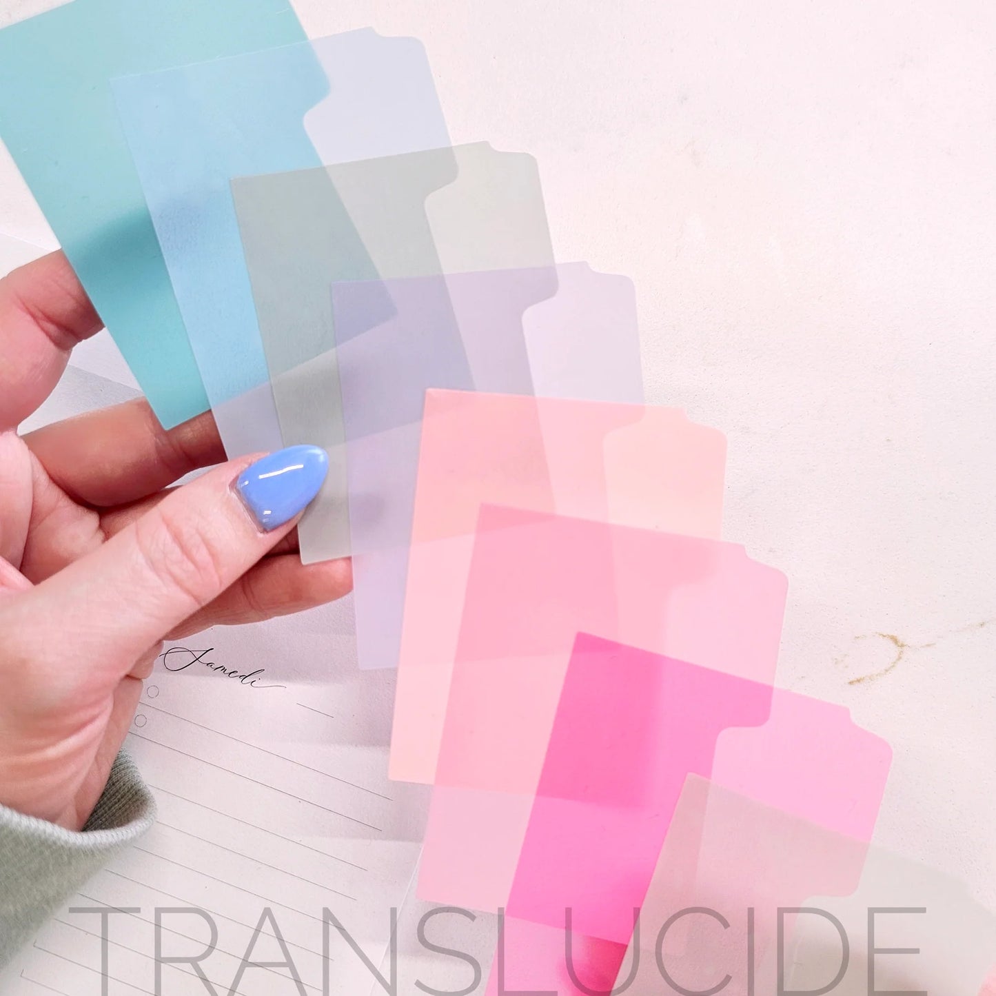 Bloc-notes autocollants translucides - Onglets 7.5 x 6 cm