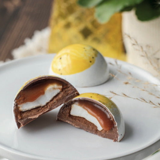 Coco guimauve, caramel et praliné croquant