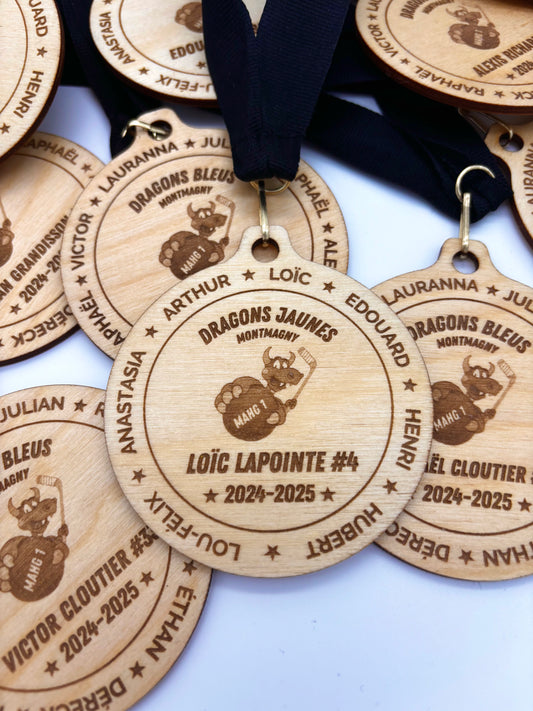 Médaille ronde personnalisée - Bois