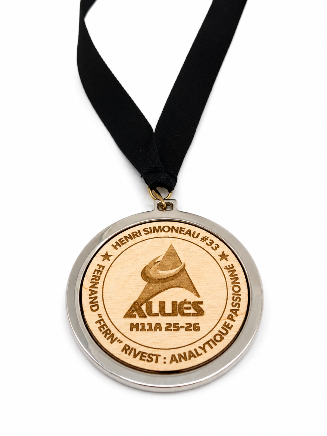 Médaille en bois et métal personnalisée - Alliés de Montmagny-L'Islet
