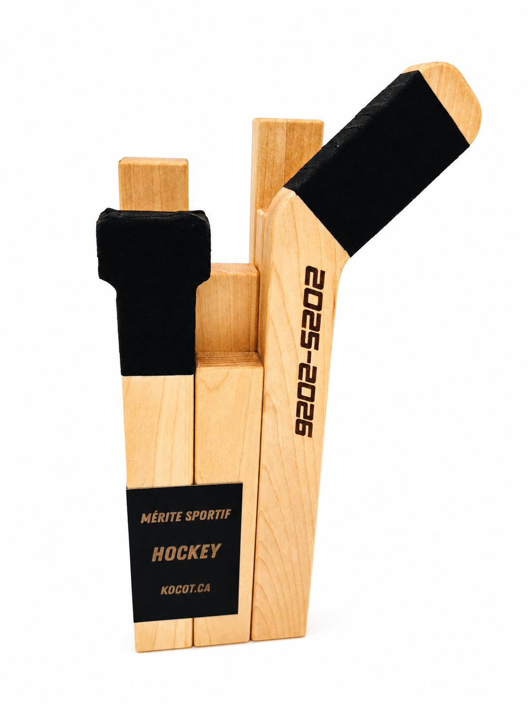 Trophée en bois personnalisé - Bâton de hockey