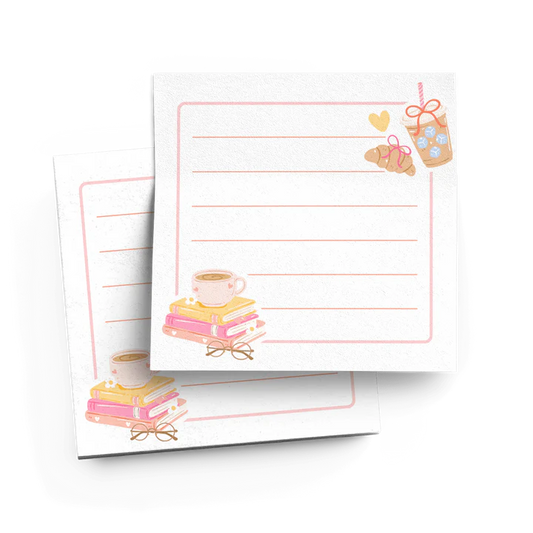 Bloc note autocollant - Croissant et café