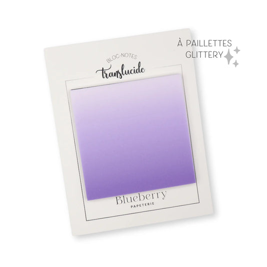 Bloc notes autocollant translucide à paillettes - Prune