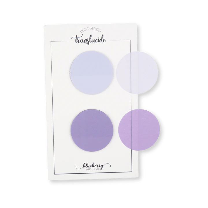 Bloc notes autocollant translucide Cercle - Duo lavande
